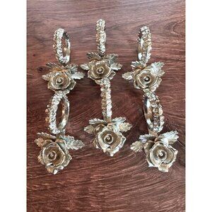 Vintage Silver-Tone Rose 🌹 Napkin Rings – Princess House Style – Set of 6 Heavy